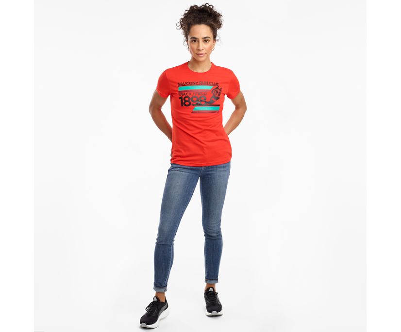 Women's Saucony Rested Short Sleeve Shirts Red | Singapore 288WNBY